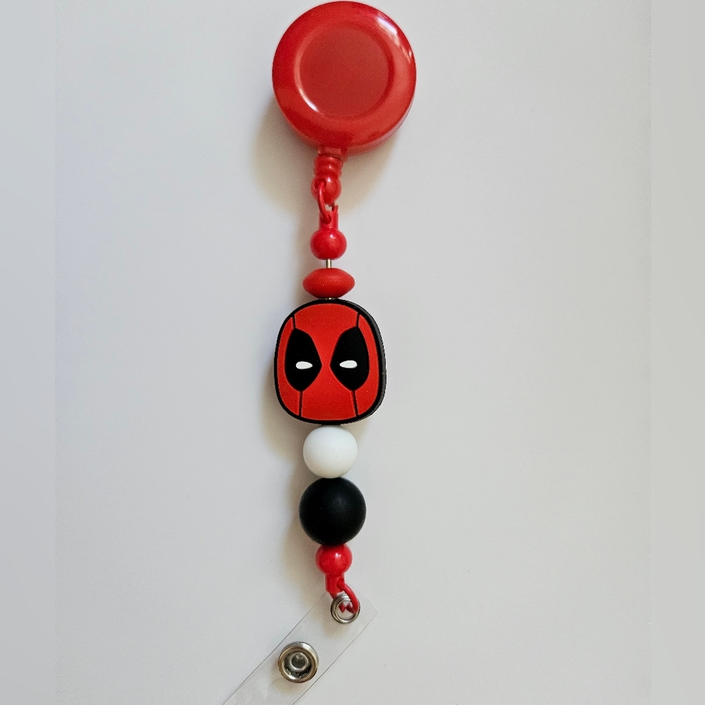 Red And Black Deadpool Badge Reel